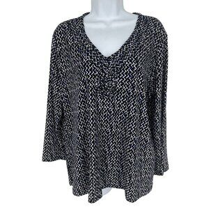 41 Hawthorne 3/4 Sleeve Relita Macrame Neckline Knit Top Size XXL